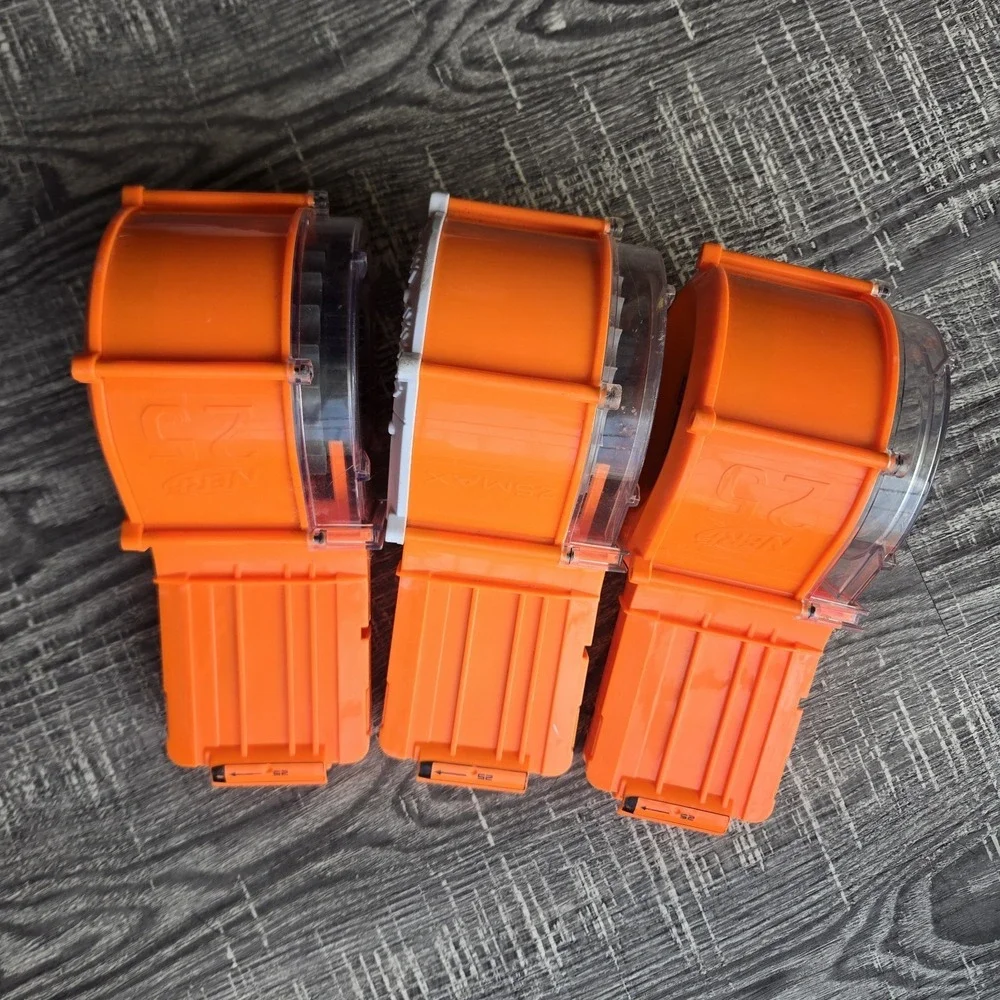 Lot 3 Nerf N-Strike Elite 25 Max Round Ammo Drum Magazine Replacement Dart Clips